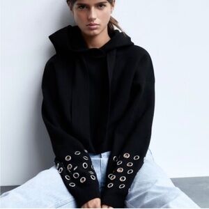 Zara Black Sweater with Eyelet Detail